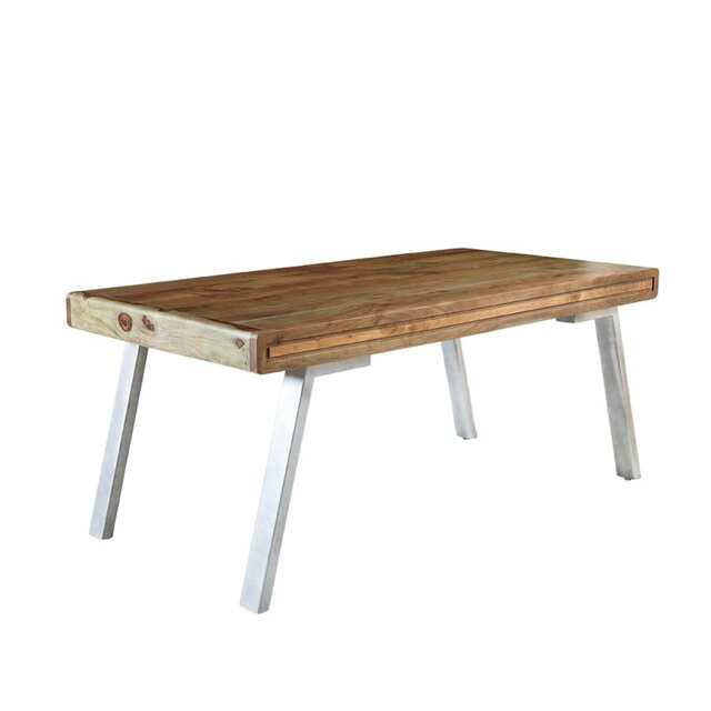 Aaron Wood and Metal Medium Dining Table 1.5m Brown