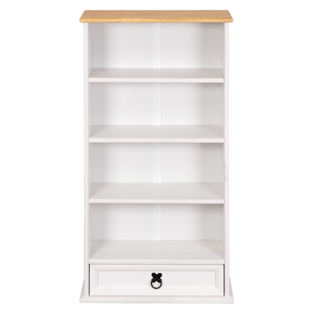 Corona Bookcase White 1 Drawer DVD/CD Rack Storage Unit