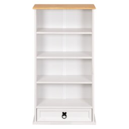 Corona Bookcase White 1 Drawer DVD/CD Rack Storage Unit