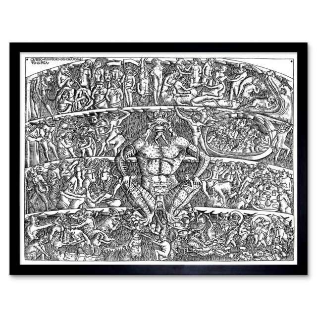 Painting Book Divine Comedy Dante Botticelli Inferno Framed Wall Art Print