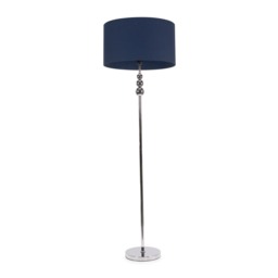 ValueLights Marissa Navy Blue Shade with Chrome Stacked Ball Floor Lamp Blue