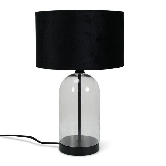 ValueLights Jessy Black Metal Table Lamp Black Velvet Shade