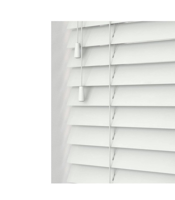 40cm Ultra White Wooden Venetian Blinds With Strings (130cm drop) White White