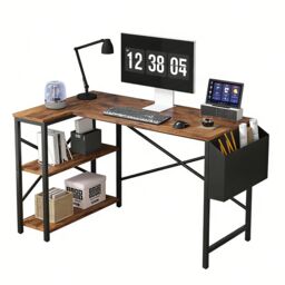MCC Direct Corner Computer Desk L Shaped Desk With Shelves Home Office Table 120cm