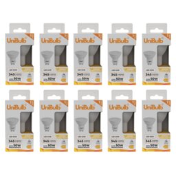 UniBulb LED GU10 345lm 3.6W (Replaces 50W) 3000K (Warm White) Spotlight Downlight Light Bulb - Pack of 10