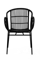 Orsina Black Natural Rattan Chair with Raised Sides, Rustless Rattan Chair, Easy Cleaning Rattan Armchair