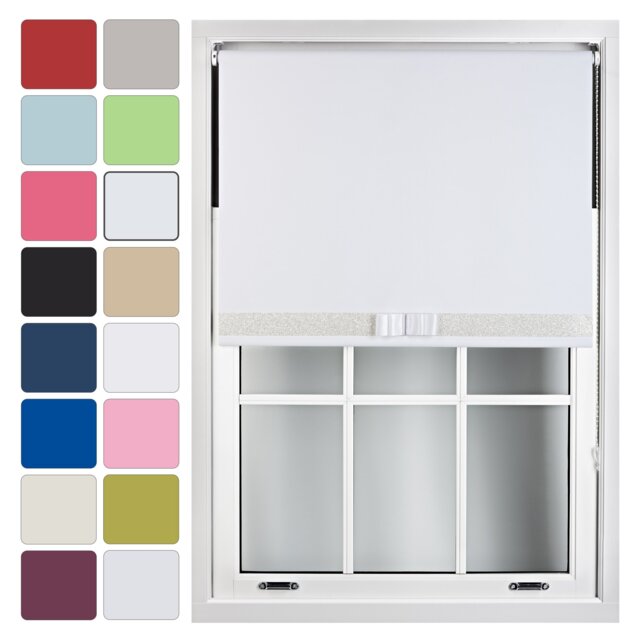 FURNISHED Blackout Roller Blinds with Glitter Trim and Bow Insulated Designed Window Shade White White (W) 120cm x (L) 210cm