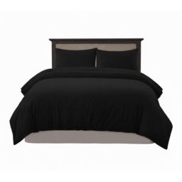 Embossed Stripe Duvet Cover Soft Microfibre Bedding with Pillowcases Black Super King