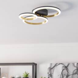 EGLO Calliera Black & Brass Steel Triple LED Circle Modern Ceiling Light
