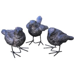 Set Of 3 Bronze Effect Wrens Home Or Garden Decoration
