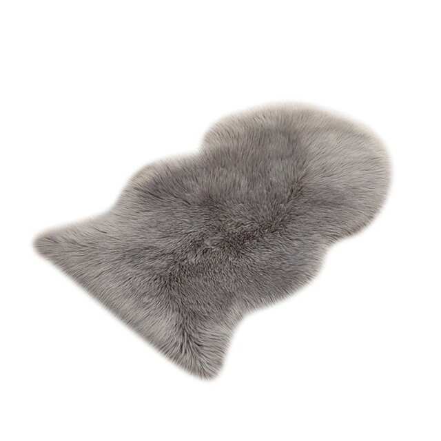 Living and Home Irregular Shaped Super Soft Shaggy Area Rug, Grey, 90x60cm