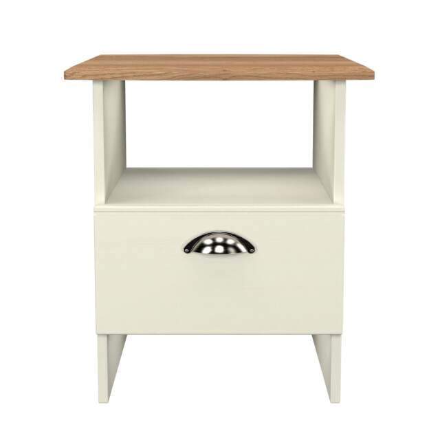 Albert Bottom Drawer Lamp Table in Cream Ash & Riviera Oak (Ready Assembled) Cream Cream Ash & Riviera Oak
