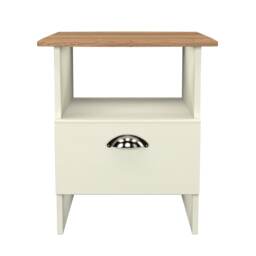 Albert Bottom Drawer Lamp Table in Cream Ash & Riviera Oak (Ready Assembled) Cream Cream Ash & Riviera Oak