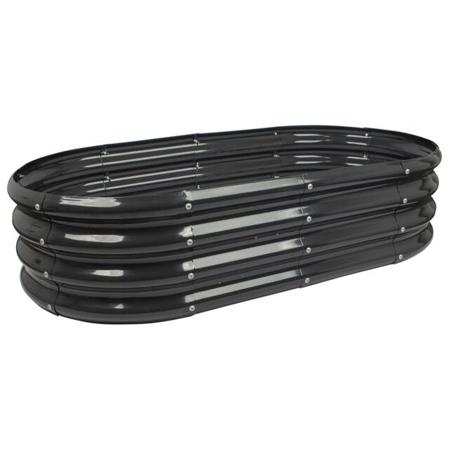 Harbour Housewares Raised Garden Bed - Anthracite Rounded Bottomless Metal Raised Galvanised Steel Planter Box 120 x 60cm