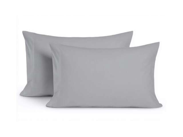 Microfibre Soft Touch Plain Dyed Housewife Pillowcase Pair Silver Silver