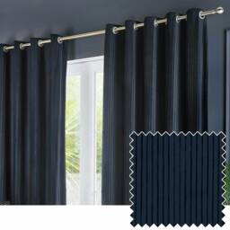 Paoletti Corinthian Velvet Room Darkening Navy Eyelet Curtains (W)229cm x (D)229cm cm Multi
