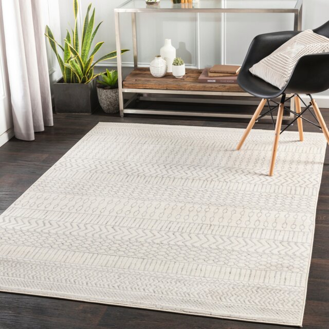 LIVABLISS Pisa-Geometric Rug 200 x 275 cm Grey Off-White Charcoal