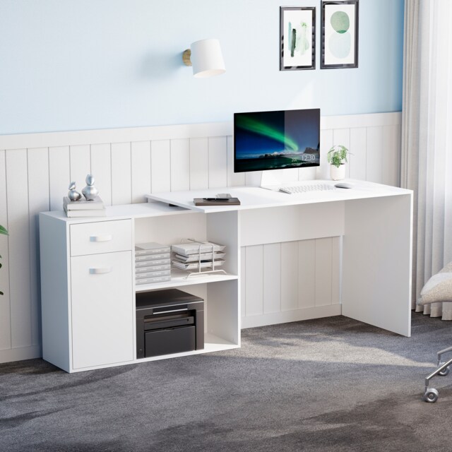 Vida Designs Longton Adjustable Computer Desk Home Office Workstation, White