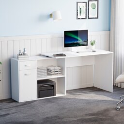 Vida Designs Longton Adjustable Computer Desk Home Office Workstation, White