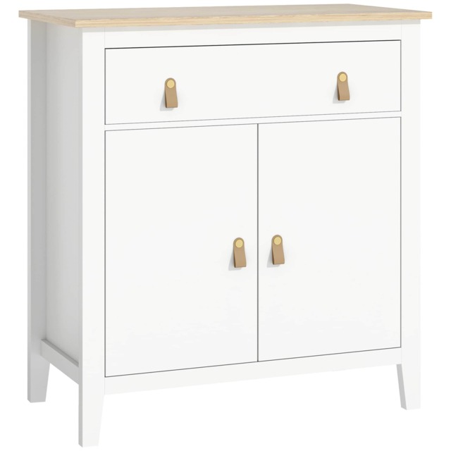 HOMCOM Sideboard, Modern Storage Cabinet with Drawer, Adjustable Shelf and PU Pulls for Living Room, Dining Room, Kitchen, White White