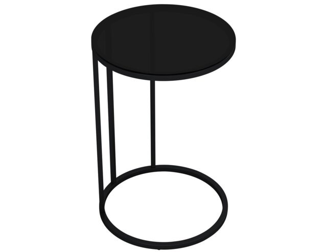 C-Shape Glass Top Side Table Black 1