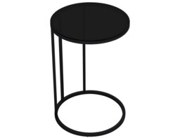 C-Shape Glass Top Side Table Black 1