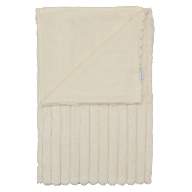 Catherine Lansfield Cosy Ribbed Faux Fur Soft 130x170 cm Blanket Throw Cream Cream One Size