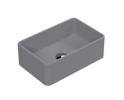 Balterley Nova Rectangular Countertop Vessel Basin for Bathroom & Cloakroom, Ceramic Fireclay Grey Matt Grey 1