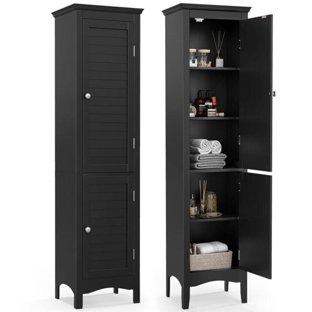COSTWAY 5-Tier Bathroom Tall Cabinet Storage Organizer Cupboard Black