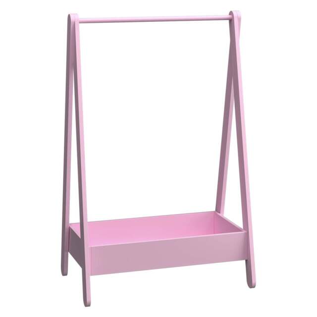 Kids Wooden Hanging Clothes Rail - 99x64.5x42cm Pink 1