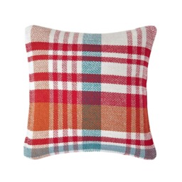 Homescapes Red Tartan Cotton Falun Cushion Cover - 45 x 45 cm Red Red 45 x 45 cm