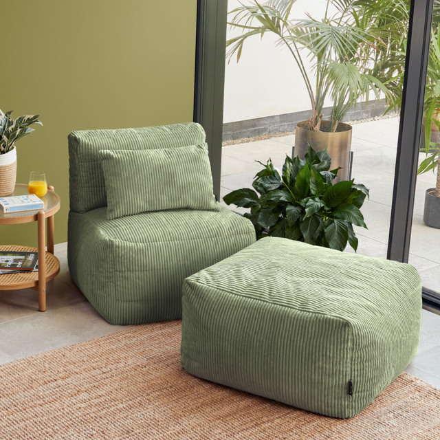 2pcs icon Noa, 1x Recliner, 1x Slab, Jumbo Cord Sage Green