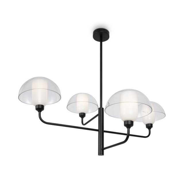 Memory Modern Multi Arm Pendant Ceiling Light Black 4xE14 Glass Shade