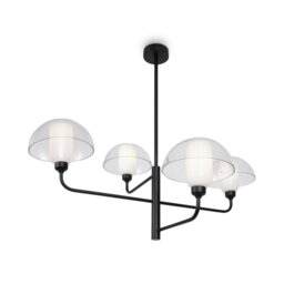 Memory Modern Multi Arm Pendant Ceiling Light Black 4xE14 Glass Shade