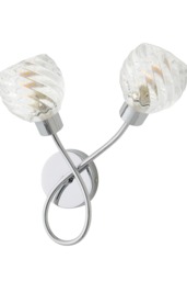 ValueLights Reyka Chrome 2 Way Wall Light Swirl Glass Shades and Bulbs
