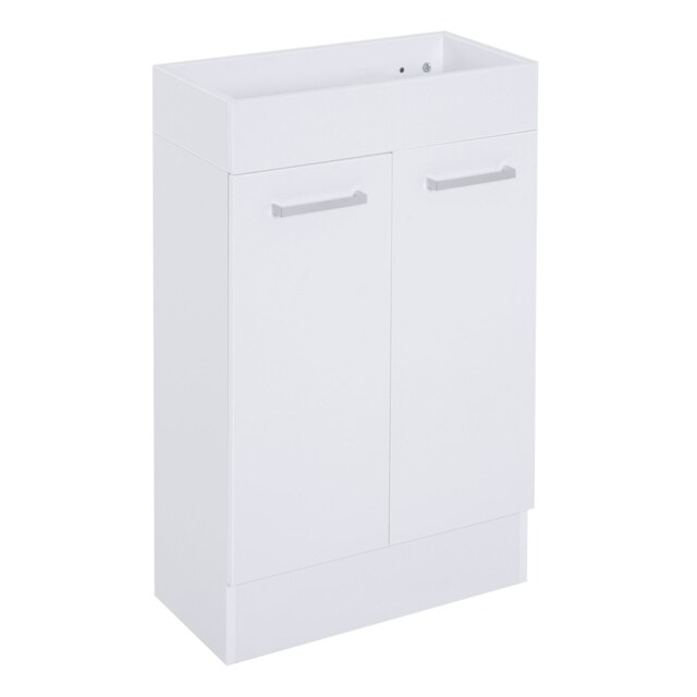 kleankin Under Sink Bathroom Vanity Unit Ceramic Basin Sink Cloakroom Storage Cabinet Home Furniture White White