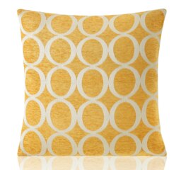 Geometric O Chenille 45cm x 45cm Ochre Cushion Set of 4 Yellow Cream 45cm x 45cm x 10cm 4