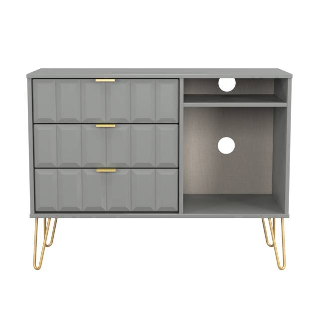 Metro 3 Drawer TV Unit in Dusk Grey (Ready Assembled) Grey Dusk Grey