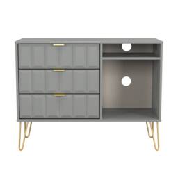 Metro 3 Drawer TV Unit in Dusk Grey (Ready Assembled) Grey Dusk Grey