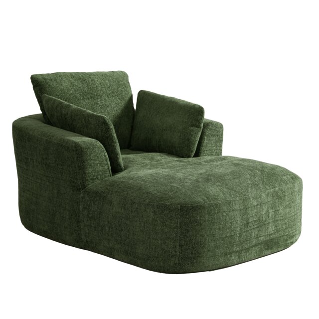 Indoor Chenille Upholstery Chaise Lounge Lasy Sofa with 30D Foam