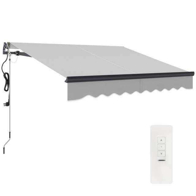 Outsunny 2.5 x 2m Electric Retractable Awning w/ Aluminium Frame Light Grey Grey 1