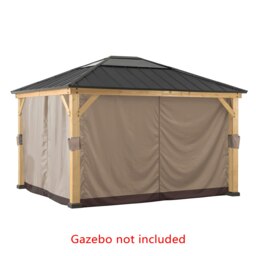 Sunjoy Accessory Curtain for Cedar Wooden Gazebo - 3.9m x 4.5m, Khaki, Weather-Resistant Polyester（Gazebo Not Included）