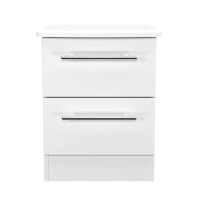 Carlton 2 Drawer Compact Bedside Cabinet in Porcelain Matt (Ready Assembled) White Porcelain Matt