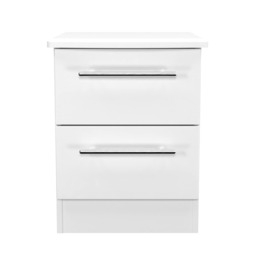 Carlton 2 Drawer Compact Bedside Cabinet in Porcelain Matt (Ready Assembled) White Porcelain Matt