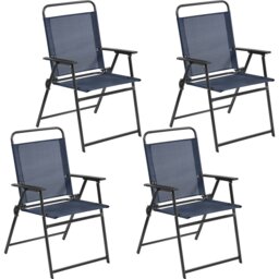 Yaheetech Set of 4 Outdoor Texteline Foldable Dining Chairs-Navy Blue Blue Navy Blue One Size