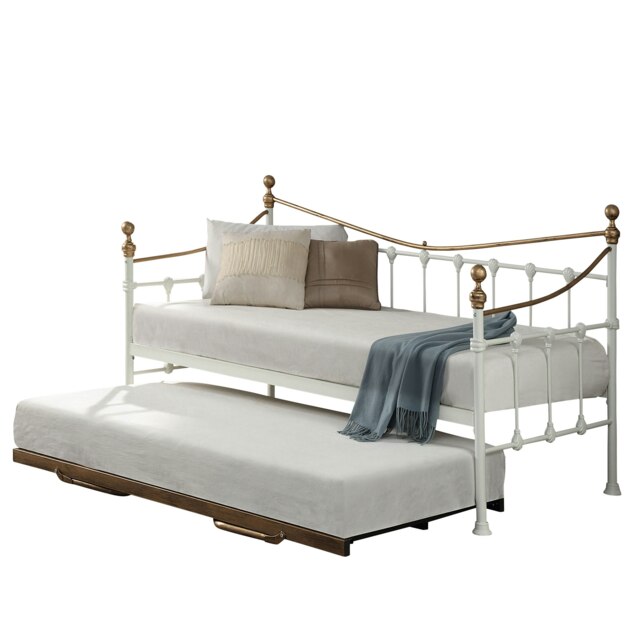 Newnham Classic Victorian Style Living Room Bedroom Brass Metal Day Bed Frame (Single)