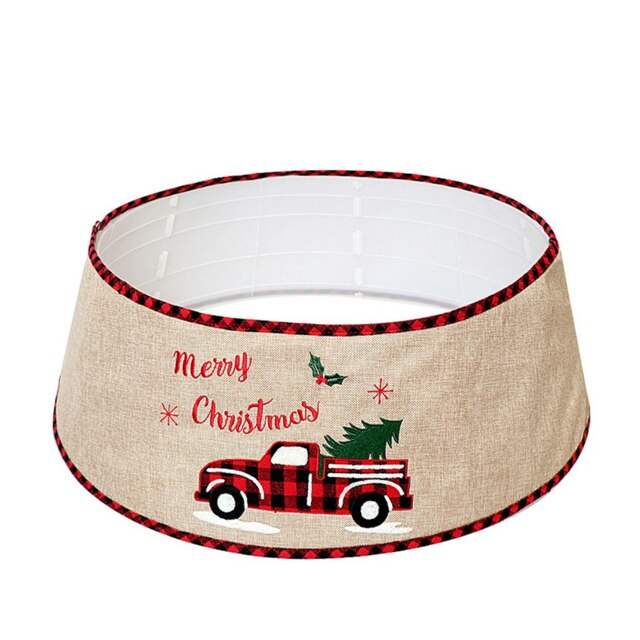 Living and Home Burlap Merry Christmas Tree Skirt Collar - 77cm Dia x 26cm H