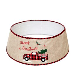 Living and Home Burlap Merry Christmas Tree Skirt Collar - 77cm Dia x 26cm H