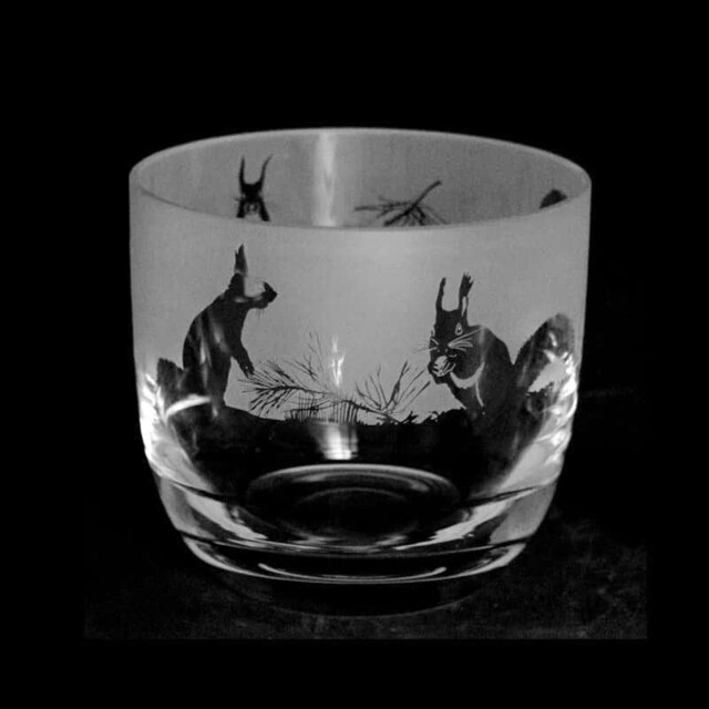 Animo Glass Candle Holder Engraved Pot Squirrel