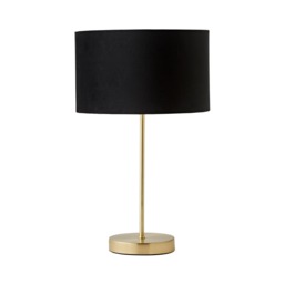 ValueLights Charlie Gold Table Lamp Black Velvet Gold Shade